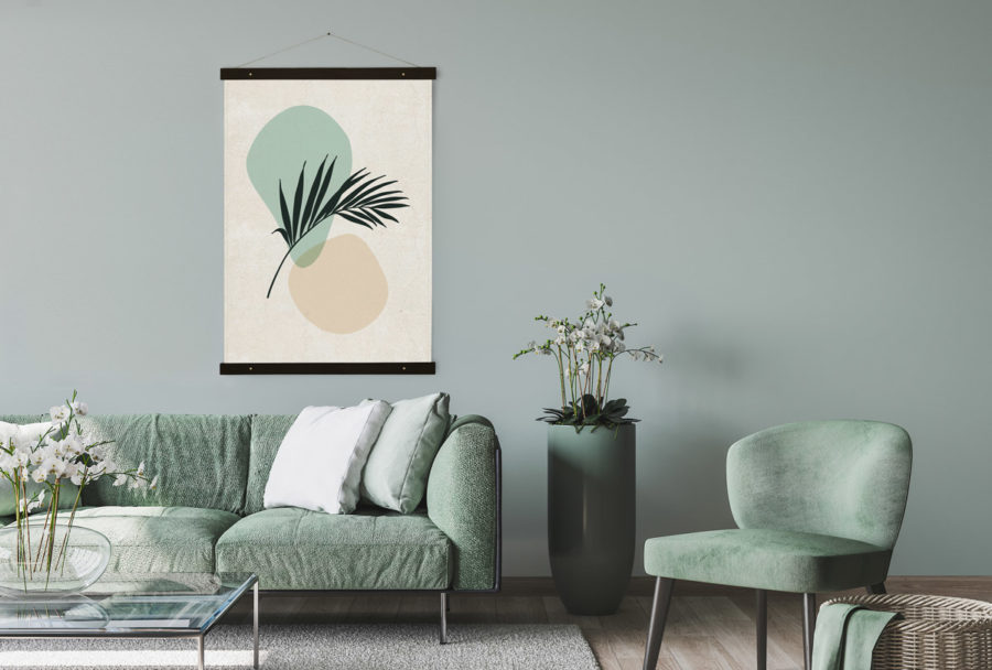 grote wandkleed abstract modern woonkamer